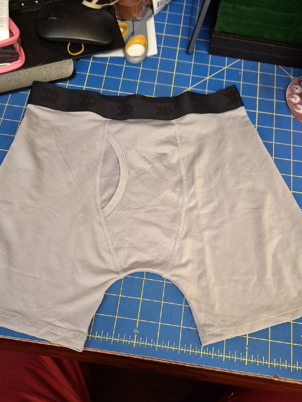 all in motion Light Gray Boxer Briefs with Black Waistband Medium